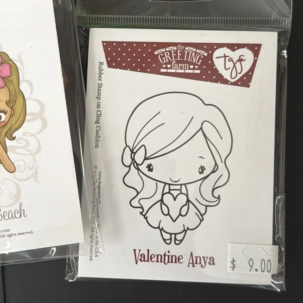 Stamp Lot The Greeting Farm Red rubber flirty valentine Anya and cheeky beach